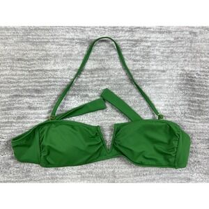 Urban Sea Bikini Top Womens M Green Bandeau Halter V-Wire Notch Ruched Swimwear
